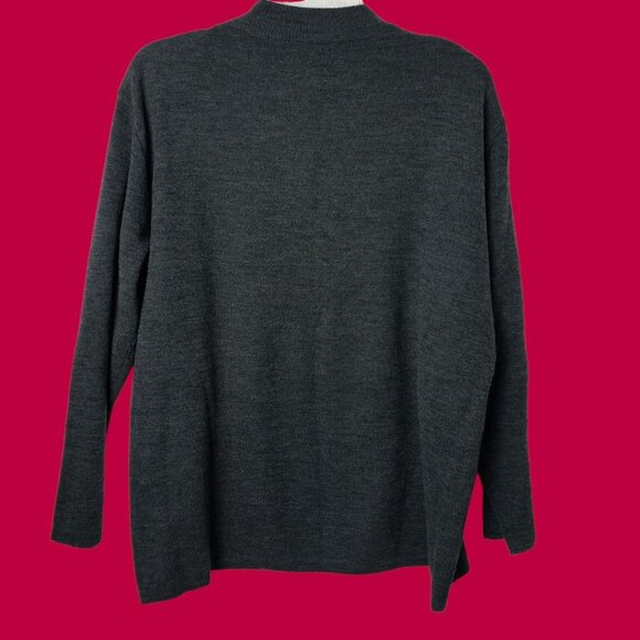 Adolfo Vtg Argyle Acrylic & Lambs Wool Blend Sweater Charcoal Large - Picture 3 of 8